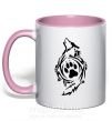 Чашка с цветной ручкой Волк символ Нежно розовый фото