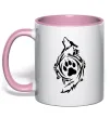 Чашка с цветной ручкой Вовк символ Нежно розовый фото