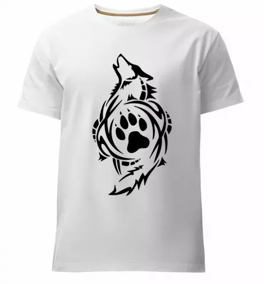 Мужская премиум футболка Вовк символ Белый фото