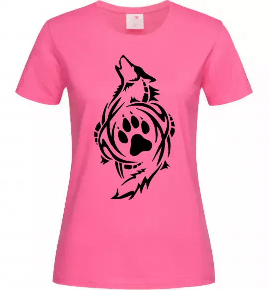 Жіноча футболка Вовк символ Яскраво-рожевий фото
