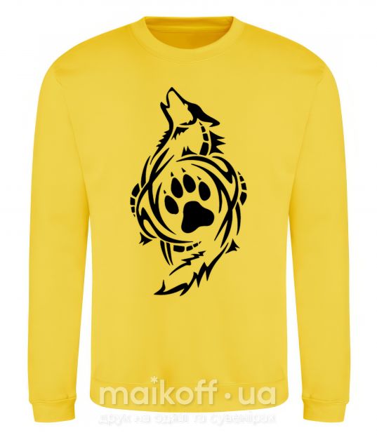 Світшот Волк символ Сонячно жовтий фото