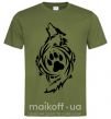 Мужская футболка Волк символ Оливковый фото