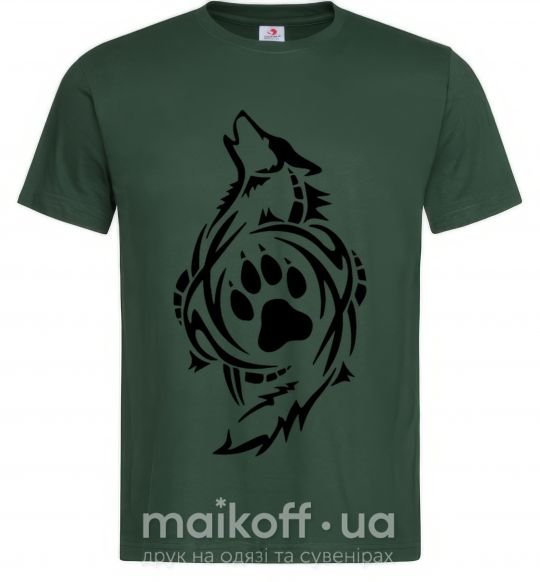Мужская футболка Волк символ Темно-зеленый фото
