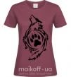 Женская футболка Волк символ Бордовый фото