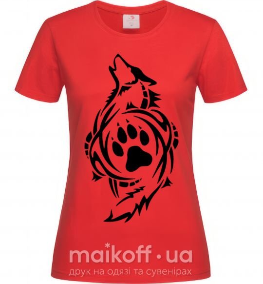 Женская футболка Волк символ Красный фото