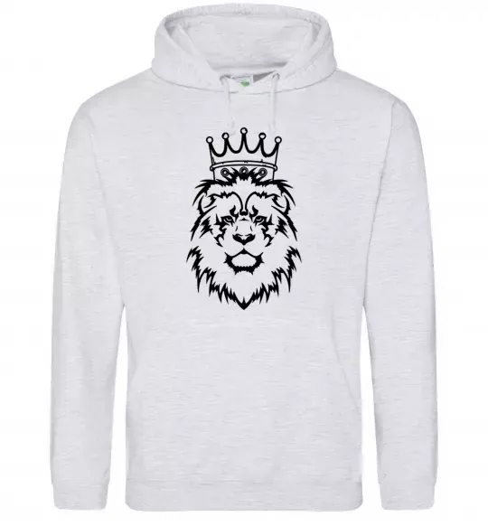 Мужская толстовка (худи) Лев король Серый меланж фото