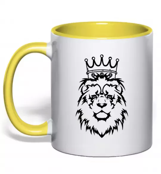 Чашка с цветной ручкой Лев король Солнечно желтый фото