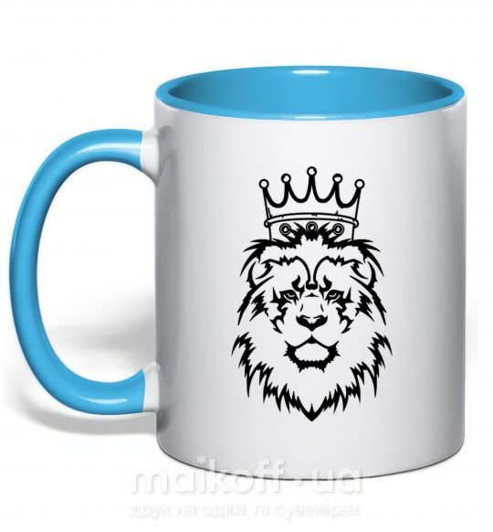 Чашка с цветной ручкой Лев король Голубой фото