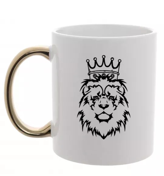 Чашка с цветной ручкой Лев король Золото фото
