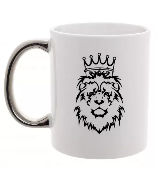 Чашка с цветной ручкой Лев король Серебро фото