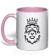 Чашка з кольоровою ручкою Лев король Ніжно рожевий фото