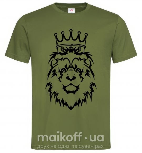 Мужская футболка Лев король Оливковый фото