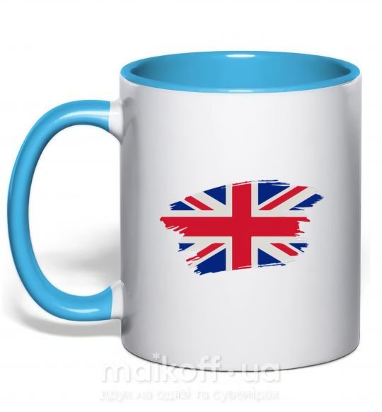 Чашка з кольоровою ручкою Флаг Англии Блакитний фото