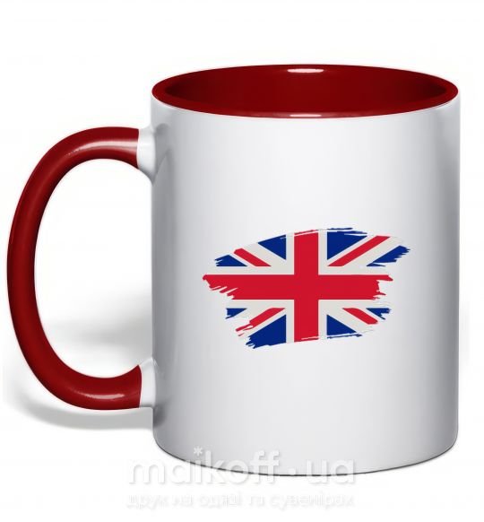 Чашка з кольоровою ручкою Флаг Англии Червоний фото