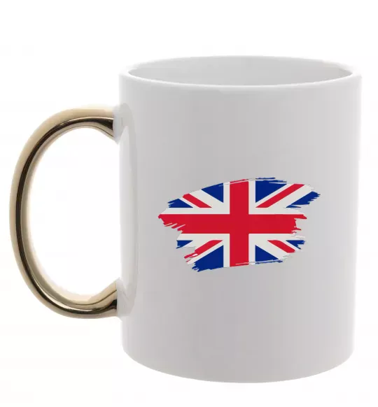 Чашка с цветной ручкой Прапор Англії Золото фото