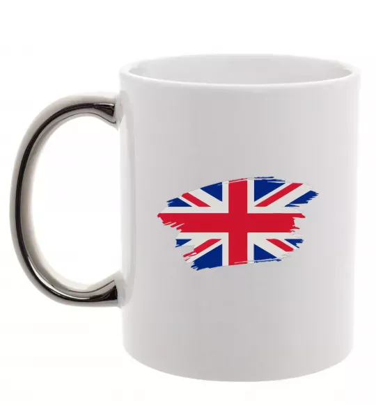 Чашка с цветной ручкой Прапор Англії Серебро фото
