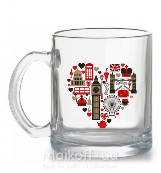 Чашка стеклянная Сердце Англия Прозрачный фото