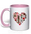 Чашка з кольоровою ручкою Сердце Англия Ніжно рожевий фото