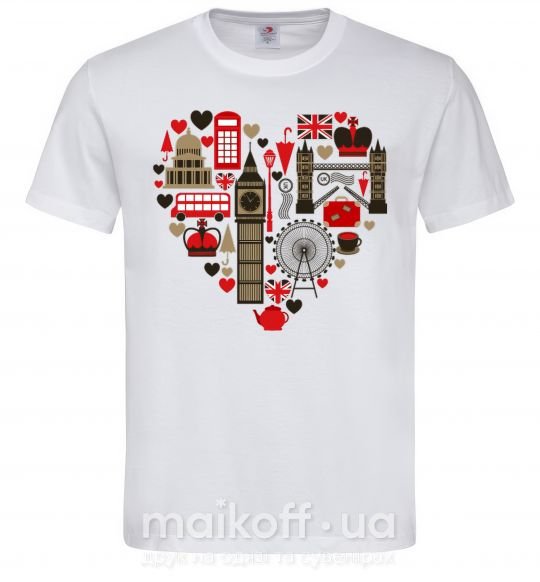 Мужская футболка Сердце Англия Белый фото