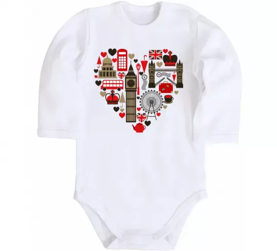 Детский боди Серце Англія Белый фото