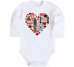 Дитячий бодік Серце Англія Білий фото