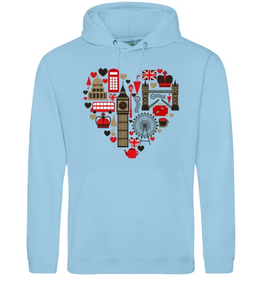 Чоловіча толстовка (худі) Серце Англія Блакитний фото