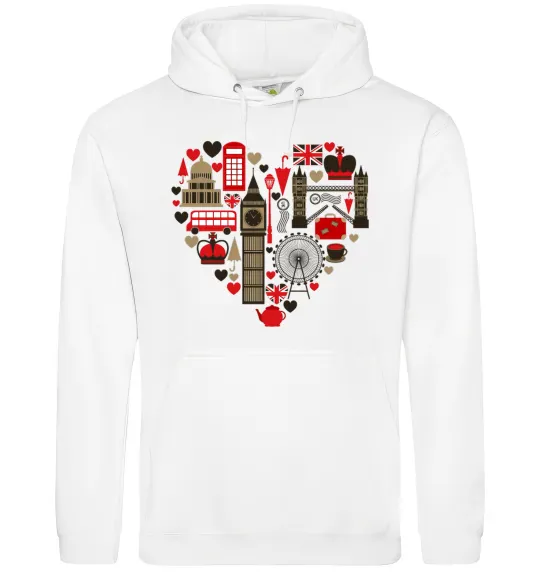 Женская толстовка (худи) Серце Англія Белый фото