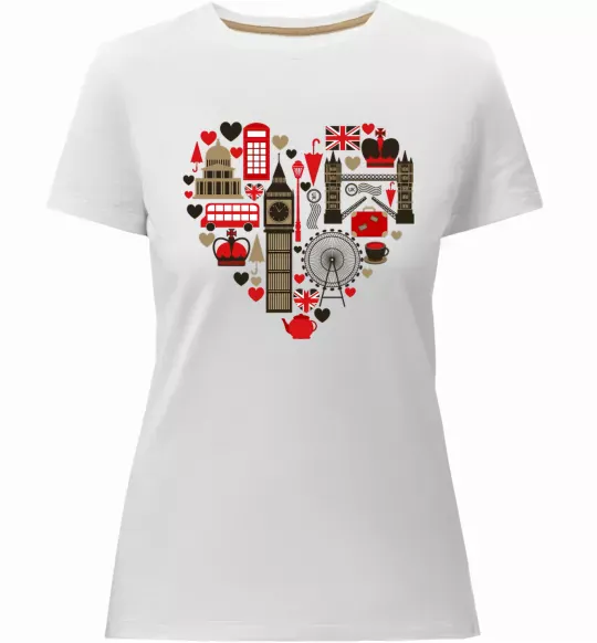 Жіноча преміум футболка Серце Англія Білий фото