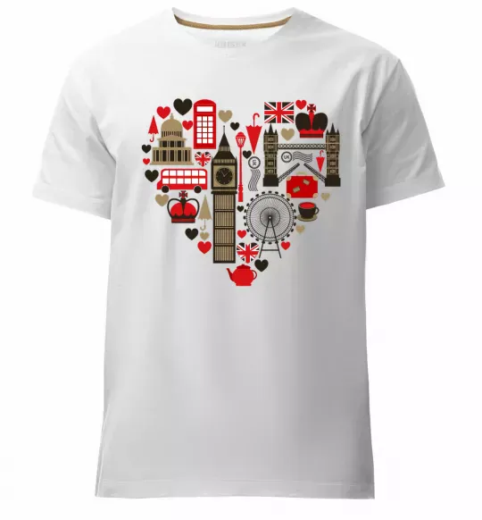 Мужская премиум футболка Серце Англія Белый фото