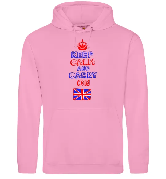 Чоловіча толстовка (худі) Keep calm and carry on England Рожевий фото