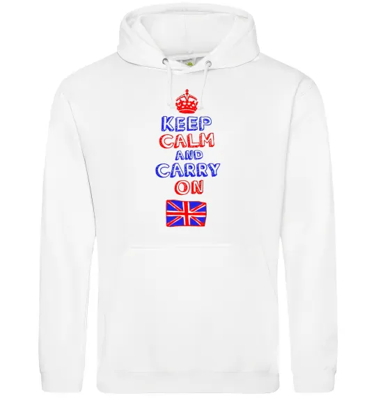 Мужская толстовка (худи) Keep calm and carry on England Белый фото