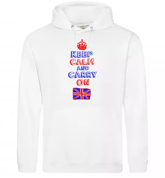 Женская толстовка (худи) Keep calm and carry on England Белый фото