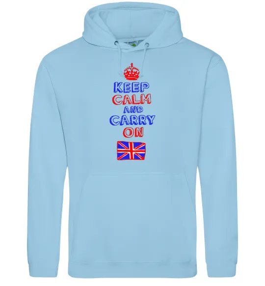 Жіноча толстовка (худі) Keep calm and carry on England Блакитний фото