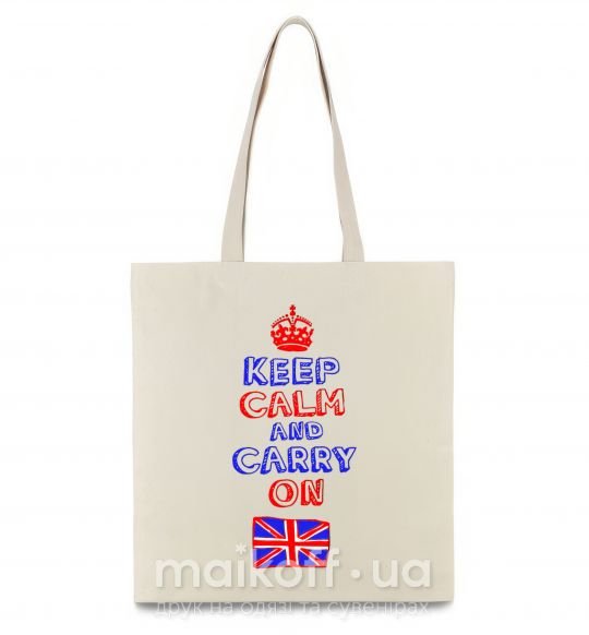 Эко-сумка Keep calm and carry on England Бежевый фото