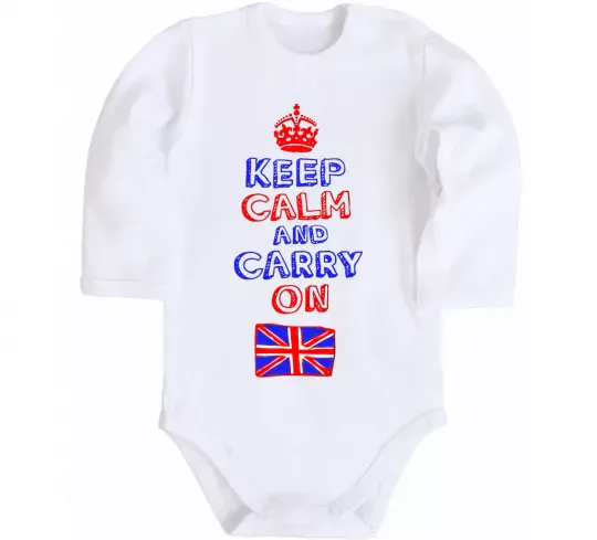 Детский боди Keep calm and carry on England Белый фото