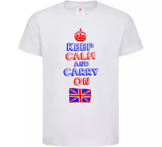 Детская футболка Keep calm and carry on England Белый фото