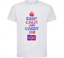 Детская футболка Keep calm and carry on England Белый фото