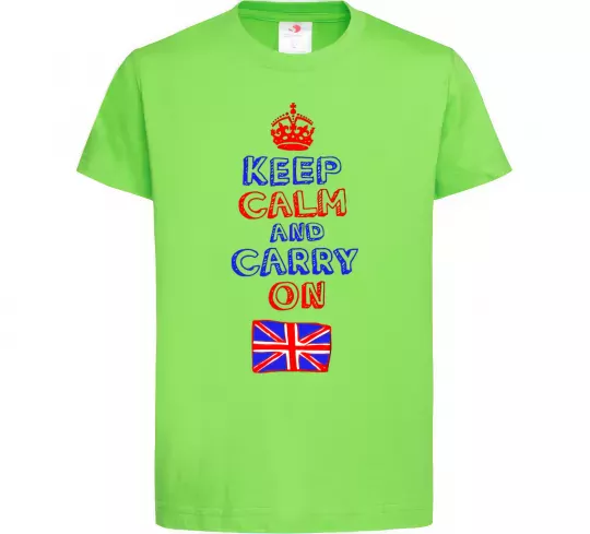 Детская футболка Keep calm and carry on England Лаймовый фото