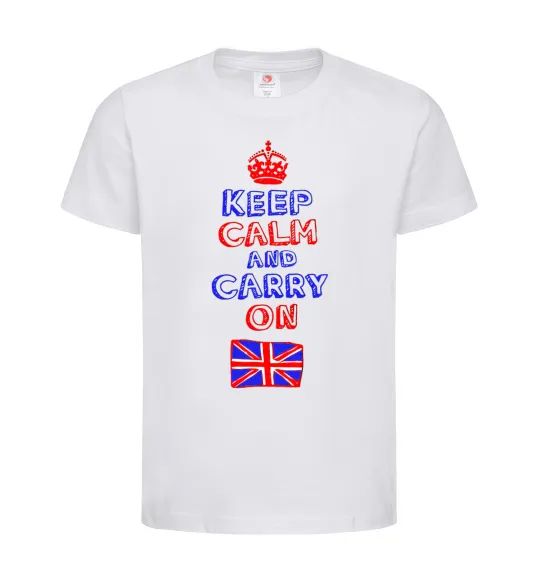 Дитяча футболка Keep calm and carry on England Білий фото