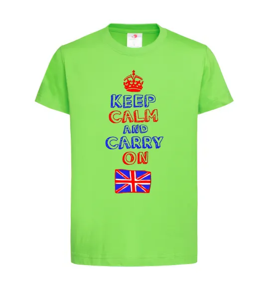 Дитяча футболка Keep calm and carry on England Лаймовий фото