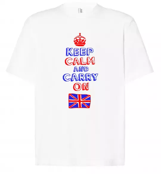Футболка Оверсайз Keep calm and carry on England Белый фото