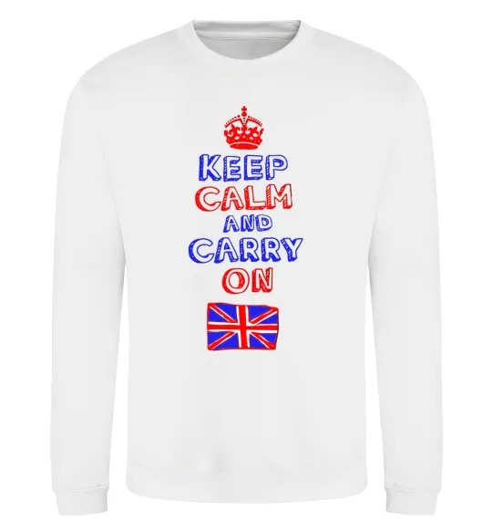 Свитшот Keep calm and carry on England Белый фото