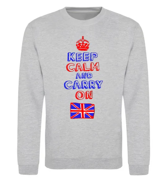 Свитшот Keep calm and carry on England Серый меланж фото