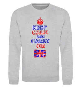 Свитшот Keep calm and carry on England Серый меланж фото