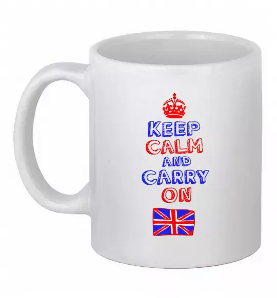 Чашка керамічна Keep calm and carry on England Білий фото