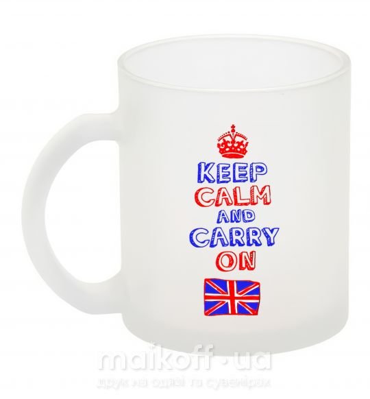 Чашка стеклянная Keep calm and carry on England Фроузен фото