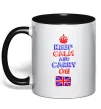 Чашка с цветной ручкой Keep calm and carry on England Черный фото