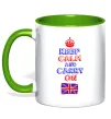Чашка з кольоровою ручкою Keep calm and carry on England Лаймовий фото