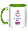 Чашка с цветной ручкой Keep calm and carry on England Зеленый фото