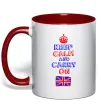 Чашка с цветной ручкой Keep calm and carry on England Красный фото